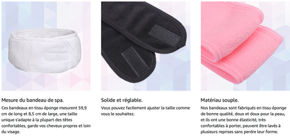 Lot de 3 Bandeaux Cosmétiques Réglable – Confort et Élégance pour votre Routine Beauté